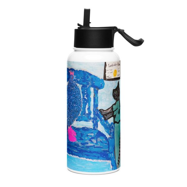 Stainless steel water bottle with a straw lid