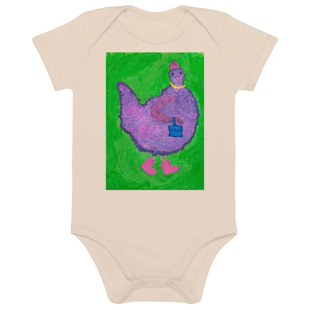Minerva goes shopping (organic cotton baby bodysuit)