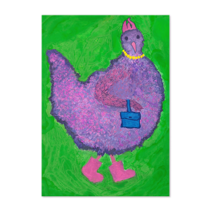 Minerva goes shopping (Greeting card)